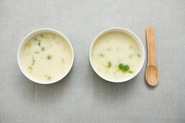 broccoli soup and spoon