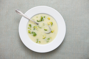 broccoli soup and spoon
