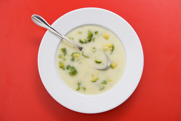 broccoli soup and spoon