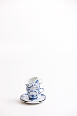 tea cups on white background