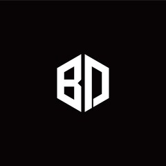 Initial B D letter with polygon modern style logo template vector