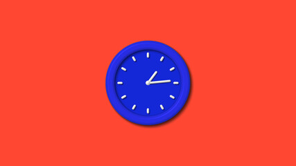 New blue color 12 hours counting down clock on red background,3d clock