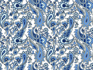 traditional Indian paisley pattern  on white background