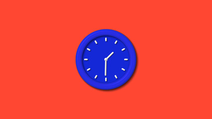 New blue color 12 hours counting down clock on red background,3d clock