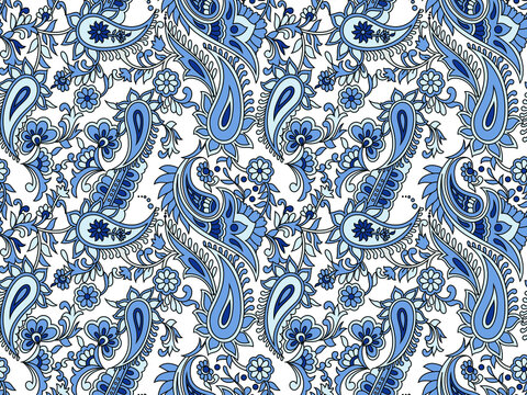 traditional Indian paisley pattern  on white background