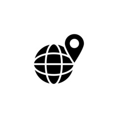 Location Icon in black flat glyph, filled style isolated on white background
