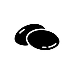 Silhouette Capsules. Outline icon of two oval pills. Black illustration of medicine, drug, vitamin, omega 3, dietary supplement. Flat isolated vector emblem on white background. Opioid analgesics sign