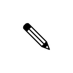 Pencil Icon in black flat glyph, filled style isolated on white background