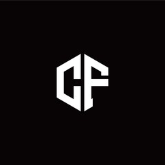 Initial C F letter with polygon modern style logo template vector