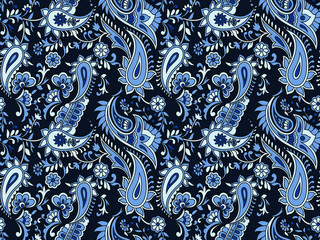 traditional Indian paisley pattern on navy background