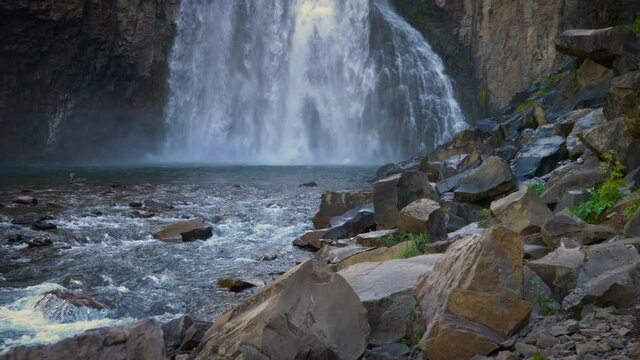 The beautiful Rainbow Falls in the Ansel Adams Wilderness near Mammoth Lakes California USA
