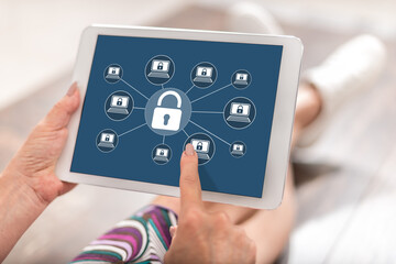 Cyber security concept on a tablet