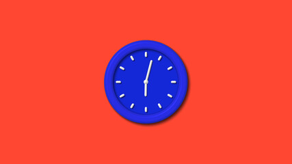 12 hours counting down 3d wall clock icon on red background,blue clock
