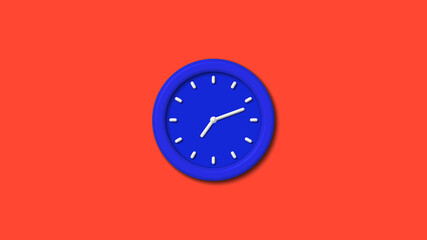 12 hours counting down 3d wall clock icon on red background,blue clock