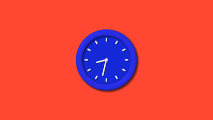 12 hours counting down 3d wall clock icon on red background,blue clock