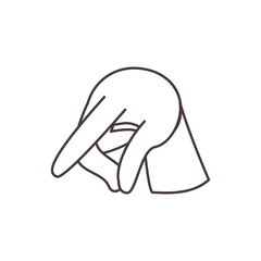 q hand sign language line style icon vector design