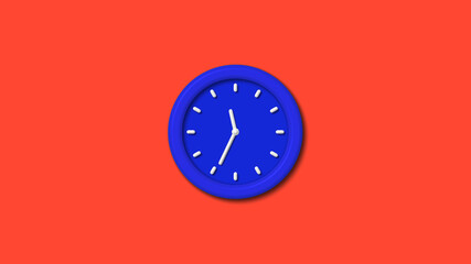 12 hours counting down 3d wall clock icon on red background,blue clock