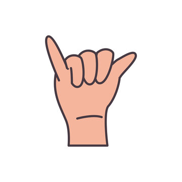 y hand sign language line and fill style icon vector design