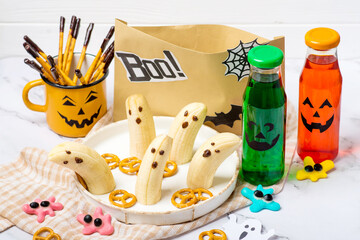 Halloween food, bottled drinks and scary food
