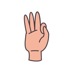 nine hand sign language line and fill style icon vector design