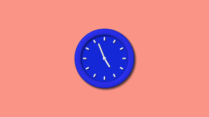 blue color color 3d wall clock on red light background,12 hours clock icon