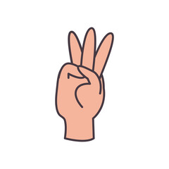 w hand sign language line and fill style icon vector design