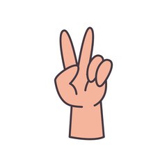 two hand sign language line and fill style icon vector design