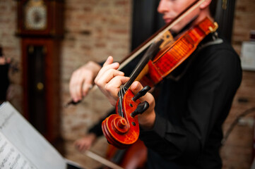 Studying at the music school on the violin