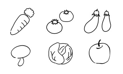 野菜と果物の手書きイラストセット