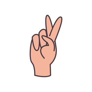 k hand sign language line and fill style icon vector design