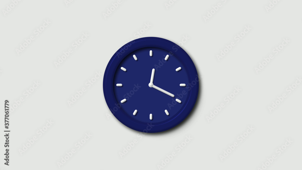 Wall mural blue dark counting down 3d wall clock icon on white background,clock icon