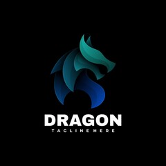 Vector Logo Illustration Dragon Gradient Colorful Style.