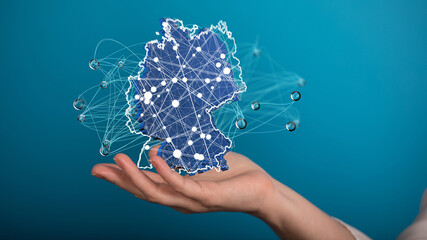 Abstract of germany map network in hand