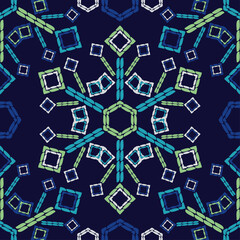 Christmas decorative snowflakes. Seamless background. Boho style. Vector illustration for web design or print.