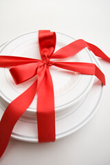red ribboned plate