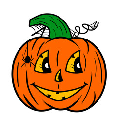 Illustration. A happy Halloween pumpkin