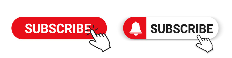 Subscribe Button Set - Different Vector Illustrations - Isolated On White Background