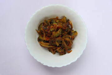 Bitter gourd fry, traditional curry in South India