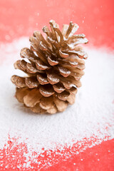 christmas ornament, pine cone with sugar powder