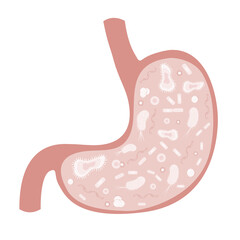 a lot of disease in stomach cartoon vector