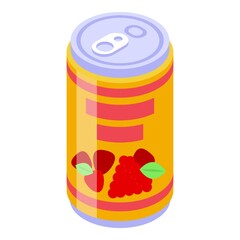 Fresh berry juice tin icon. Isometric of fresh berry juice tin vector icon for web design isolated on white background