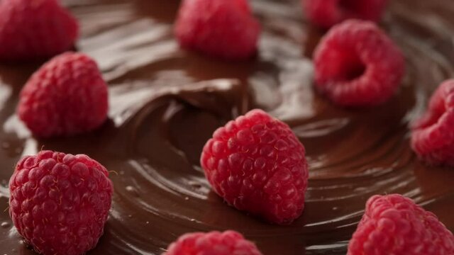 melted chocolate and raspberry rotating