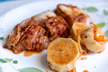 Korean Traditional Food Radish and cabbage kimchi