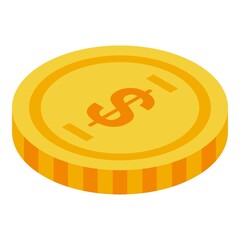 Lottery dollar coin icon. Isometric of lottery dollar coin vector icon for web design isolated on white background