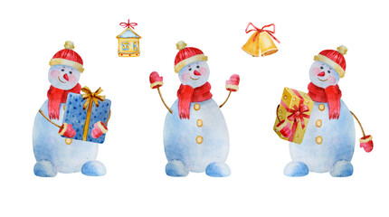 Watercolor greeting Christmas and new year illustration