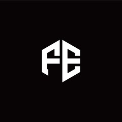 Initial F E letter with polygon modern style logo template vector
