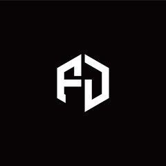 Initial F J letter with polygon modern style logo template vector