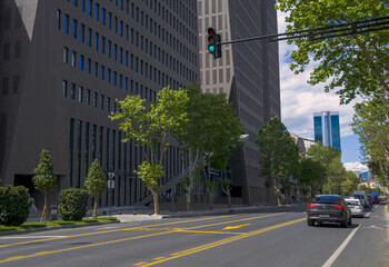 Restored Chavchavadze Avenue in Tbilisi, the capital of Georgia. New Sheraton hotel, Vake district. 10.08.2020