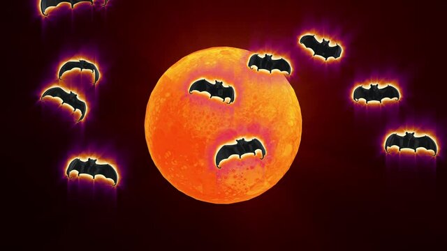 moon pumpkin bat halloween loop animation
