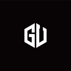 Initial G U letter with polygon modern style logo template vector